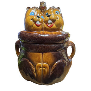 Ceramic Beaver Family Cookie Jar, Made in Japan